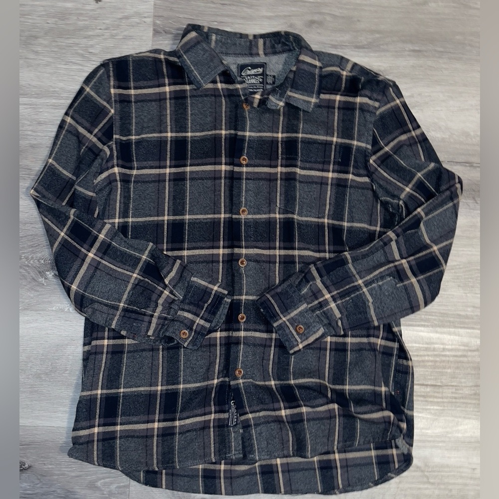 Grayers Heritage Flannels Men's Large Gray/Black Plaid Button Up Flannel Shirt